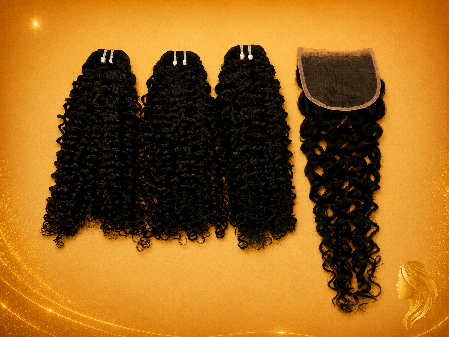 Yava Hair Y-Luxe Hair 3 Bundles + 5x5 HD Lace Closure Curly Hair Extensions