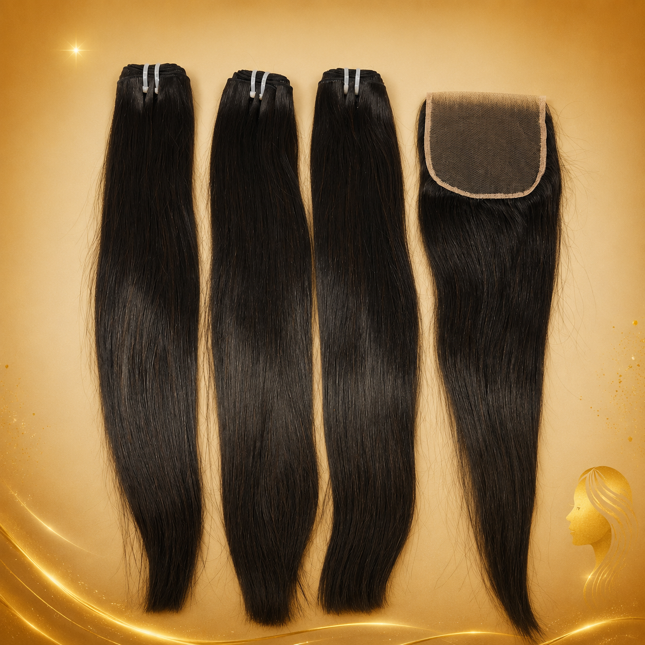 Yava Hair Y-Luxe Hair Straight Texture Human Hair Extensions 3 Bundles + 5x5 HD Closure