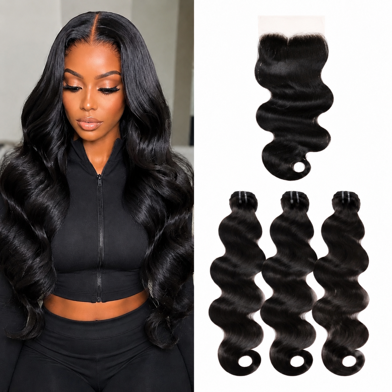 Yava Hair Y-Luxe Hair 3 Bundles + 5x5 HD Closure Bodywave Texture Top Virgin Hair Extensions