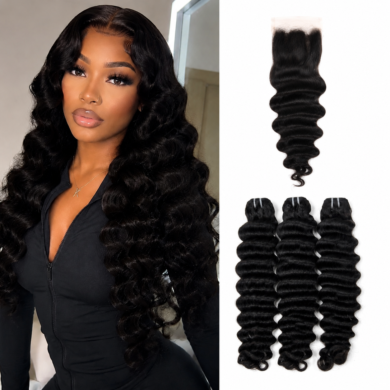 Yava Hair Loosedeep Y-Luxe Hair 3 Bundles + 5x5 HD Closure